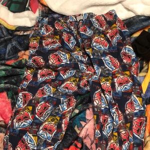 Multicolor Graphic Pajama Pants - Red, Blue, Yellow Pattern
